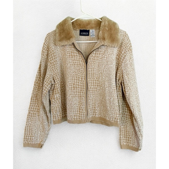 Vintage Tan Crocodile Pattern Faux Fur Jacket - Picture 2 of 5